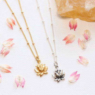 Lotus Bud - Small Lotus Blossom Pendant Necklace main image | Breathe Autumn Rain Artisan Jewelry