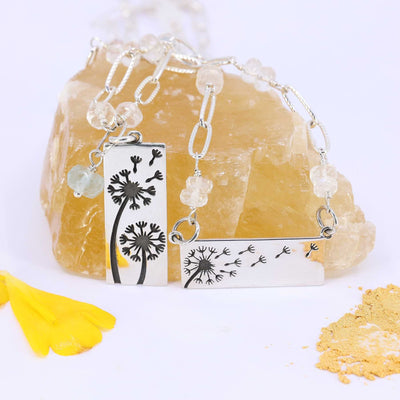 Majestic Dandelions - Sterling Silver Dandelion Necklace main image | Breathe Autumn Rain Artisan Jewelry