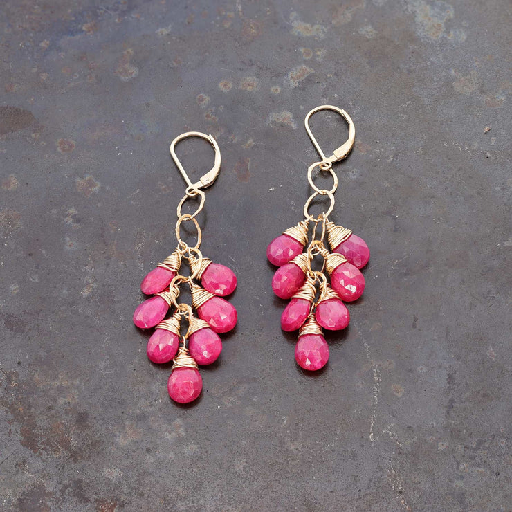 Majestic - Ruby Teardrop Gold Earrings alt image | Breathe Autumn Rain Artisan Jewelry