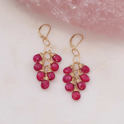 Majestic - Ruby Teardrop Gold Earrings main image | Breathe Autumn Rain Artisan Jewelry
