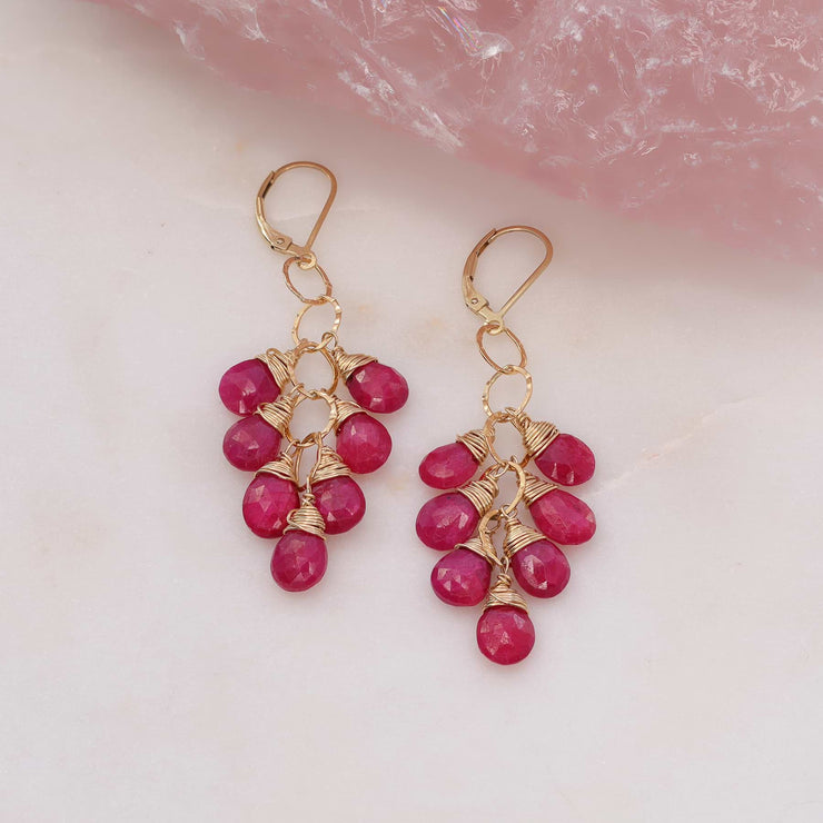 Majestic - Ruby Teardrop Gold Earrings main image | Breathe Autumn Rain Artisan Jewelry