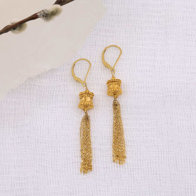 Maldives - Gold Tassel Dangle Earrings main image | Breathe Autumn Rain Artisan Jewelry