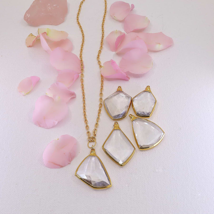 Manifestation - Quartz Crystal Gold Pendant Necklace main image | Breathe Autumn Rain Artisan Jewelry