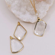 Manifestation - Quartz Crystal Gold Pendant Necklace alt image | Breathe Autumn Rain Artisan Jewelry