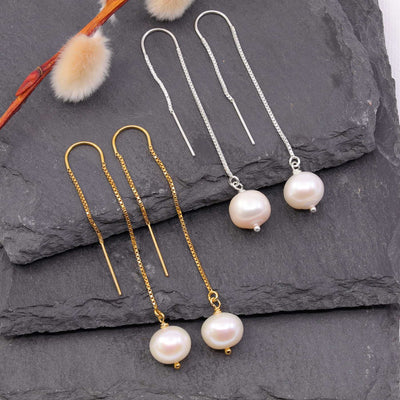 Manon - Freshwater Pearl Threader Earrings main image | Breathe Autumn Rain Artisan Jewelry