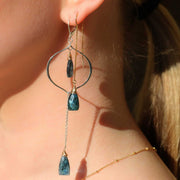 Marina - Kyanite Gold Thread Earrings life style alt image | Breathe Autumn Rain Artisan Jewelry