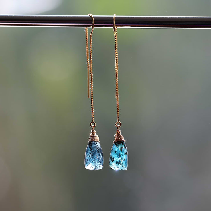 Marina - Kyanite Gold Thread Earrings main image | Breathe Autumn Rain Artisan Jewelry