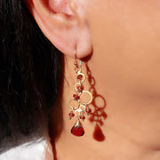 Marrakesh - Garnet Gold Chandelier Earrings life style image | Breathe Autumn Rain Artisan Jewelry