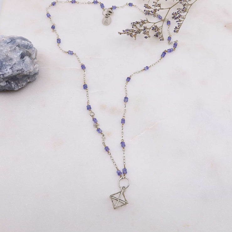 Merkabah Pendant Tanzanite Necklace alt image | Breathe Autumn Rain Artisan Jewelry