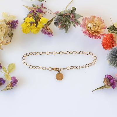 Mina - Hammered Gold Link Chain Bracelet main image | Breathe Autumn Rain Artisan Jewelry