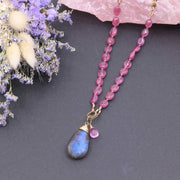 Modern Love - Pink Sapphire Gold Necklace alt2 image | Breathe Autumn Rain Artisan Jewelry