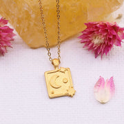 Moon Over Stars - Delicate Gold Pendant Necklace main image | Breathe Autumn Rain Artisan Jewelry