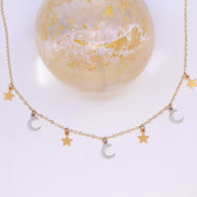 Moonstruck - Celestial Mixed Metal Charm Gold Necklace image | Breathe Autumn Rain Artisan Jewelry