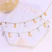 Moonstruck - Celestial Mixed Metal Charm Necklace main image | Breathe Autumn Rain Artisan Jewelry