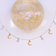 Moonstruck - Celestial Mixed Metal Charm Silver Necklace image | Breathe Autumn Rain Artisan Jewelry