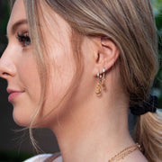Moonstruck - Celestial Mixed Metal Huggies Hoop Earrings life style image | Breathe Autumn Rain Artisan Jewelry