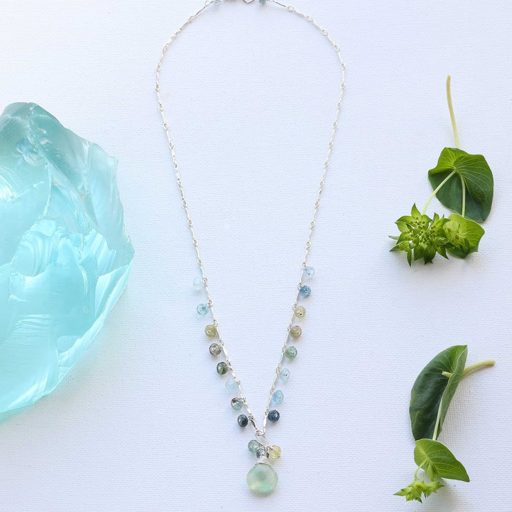 Morning Mist - Delicate Aquamarine Sterling Silver Necklace alt image | Breathe Autumn Rain Artisan Jewelry