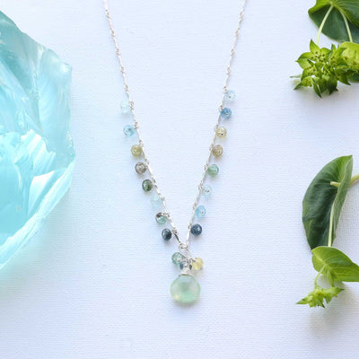Morning Mist - Delicate Aquamarine Sterling Silver Necklace main image | Breathe Autumn Rain Artisan Jewelry