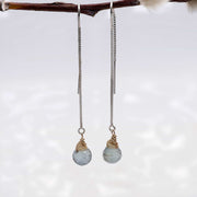 Moss Aquamarine Silver Thread Earrings alt image | Breathe Autumn Rain Artisan Jewelry