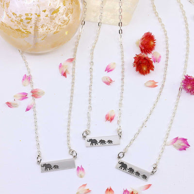 Mother's Love - Sterling Silver Elephant Bar Necklace main image | Breathe Autumn Rain Artisan Jewelry