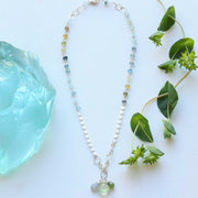 Mukayu - Aquamarine Multi Gemstone Silver Necklace main image | Breathe Autumn Rain Artisan Jewelry