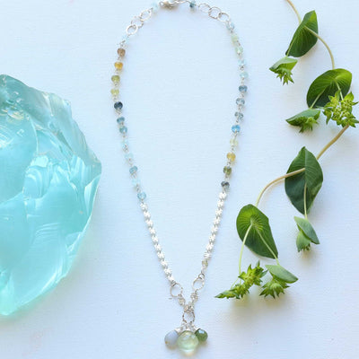 Mukayu - Aquamarine Multi Gemstone Silver Necklace main image | Breathe Autumn Rain Artisan Jewelry