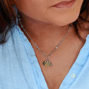 Mukayu - Aquamarine Multi Gemstone Silver Necklace life style image | Breathe Autumn Rain Artisan Jewelry