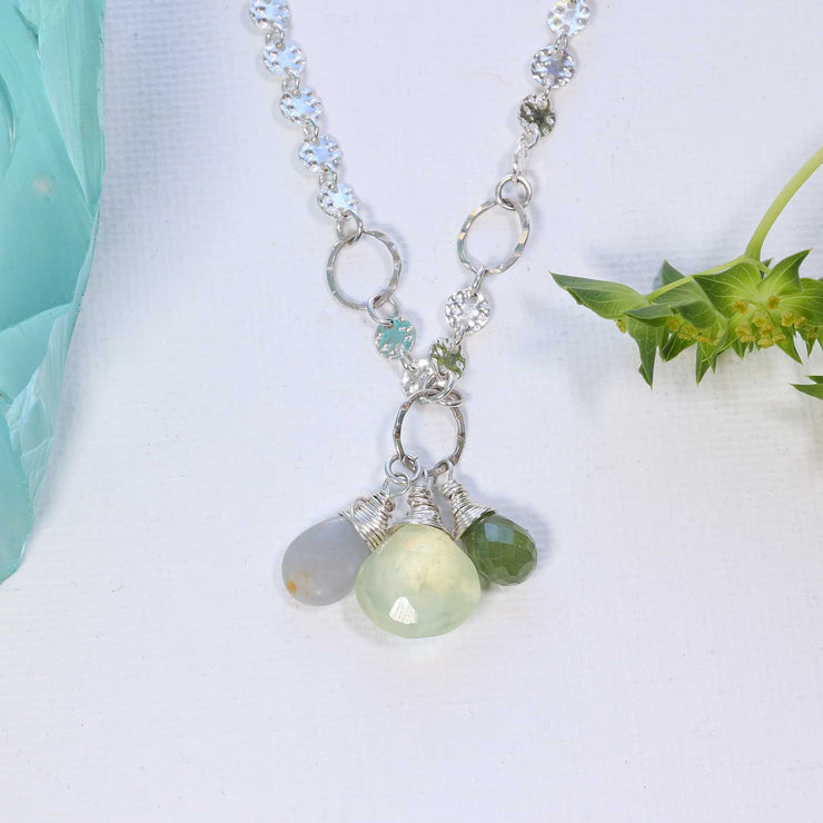 Mukayu - Aquamarine Multi Gemstone Silver Necklace detail image | Breathe Autumn Rain Artisan Jewelry