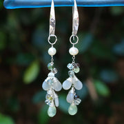 Mukayu - Moonstone and Aquamarine Silver Earrings alt image | Breathe Autumn Rain Artisan Jewelry
