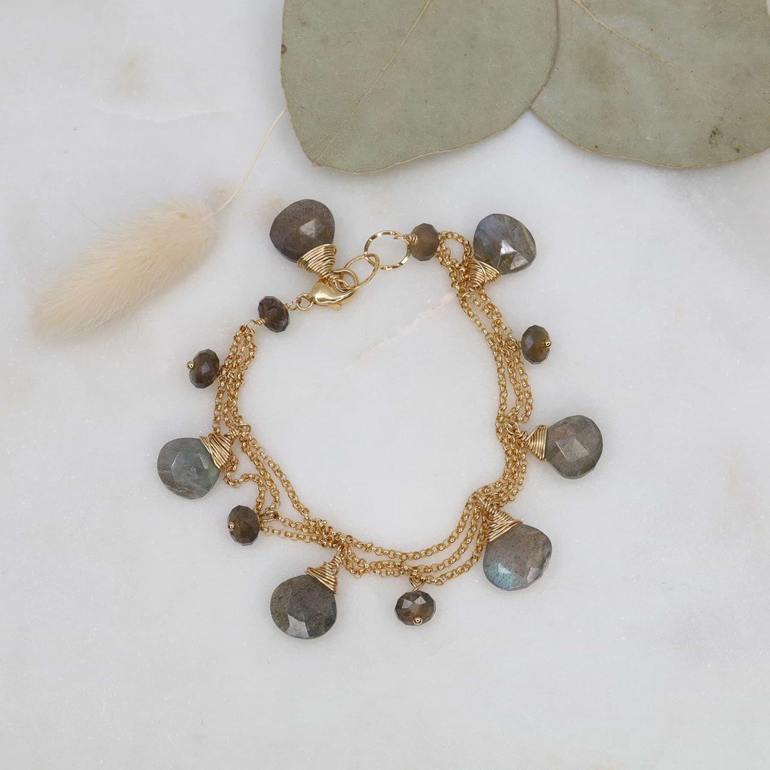 Munich - Labradorite Gold Charm Bracelet main image | Breathe Autumn Rain Artisan Jewelry