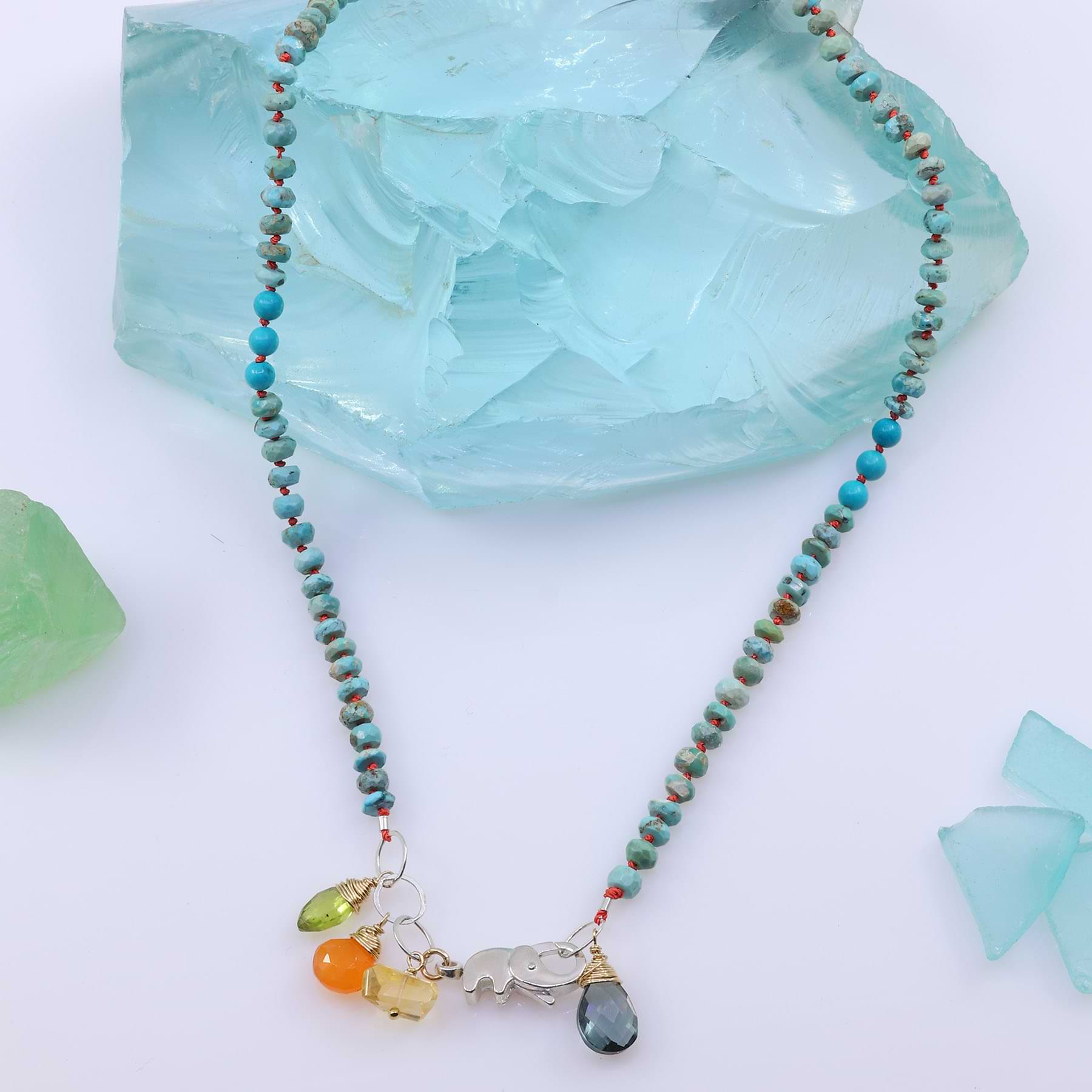 Turquoise Silk Knotted Necklace | Breathe Autumn Rain Artisan