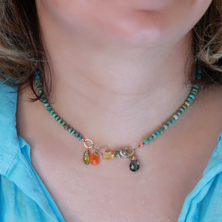 Nairobi - Turquoise Silk Knotted Necklace life style image | Breathe Autumn Rain Artisan Jewelry