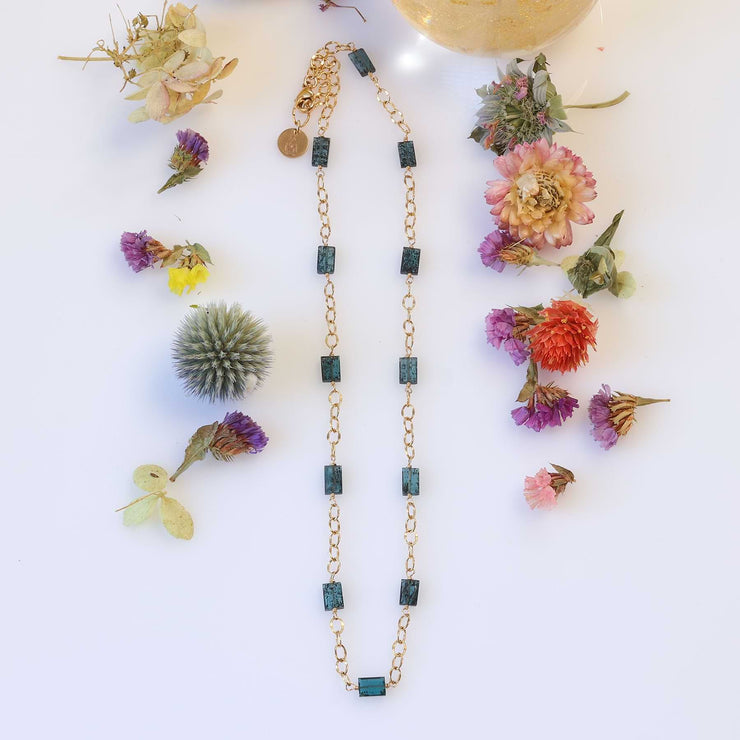 Navy - Kyanite Gold Necklace alt image | Breathe Autumn Rain Artisan Jewelry
