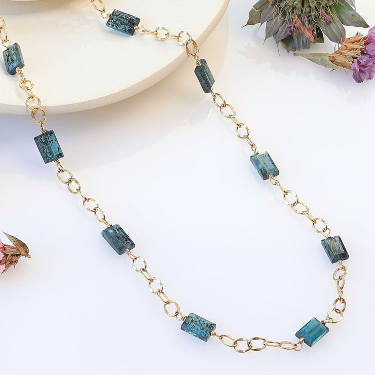 Navy - Kyanite Gold Necklace detail image | Breathe Autumn Rain Artisan Jewelry