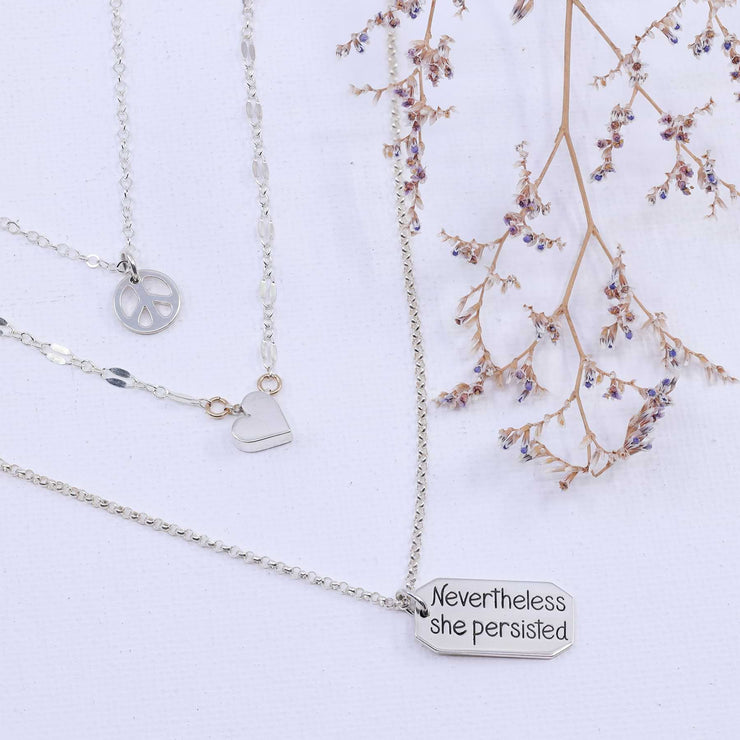 Nevertheless She Persisted - Sterling Silver Empowerment Layering Necklace detail image | Breathe Autumn Rain Artisan Jewelry