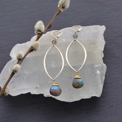 Nightfall - Labradorite Sterling Silver Drop Earrings main image | Breathe Autumn Rain Artisan Jewelry
