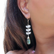 Nordic Trail - Labradorite Moonstone Silver Cluster Earring life style alt image | Breathe Autumn Rain Artisan Jewelry