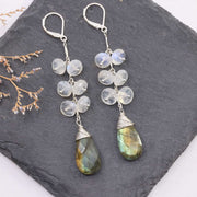 Nordic Trail - Labradorite Moonstone Silver Cluster Earring alt image | Breathe Autumn Rain Artisan Jewelry