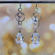 Norse Holiday Cheer - Quartz Crystal Silver Drop Earrings