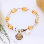 November Sun - Citrine and Sunflower Pendant Gold Bracelet alt image | Breathe Autumn Rain Artisan Jewelry
