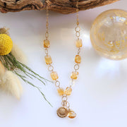 November Sun - Citrine and Sunflower Pendant Gold Necklace main image | Breathe Autumn Rain Artisan Jewelry