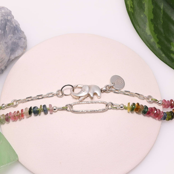 Olivos - Multi Tourmaline Bar Necklace detail image | Breathe Autumn Rain Artisan Jewelry