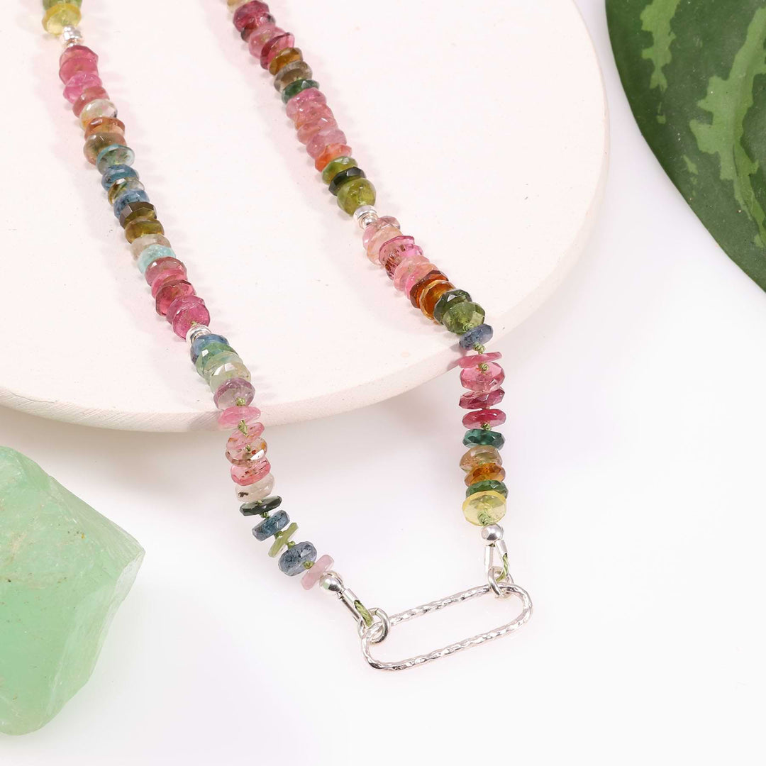 Olivos - Multi Tourmaline Bar Necklace detail image | Breathe Autumn Rain Artisan Jewelry