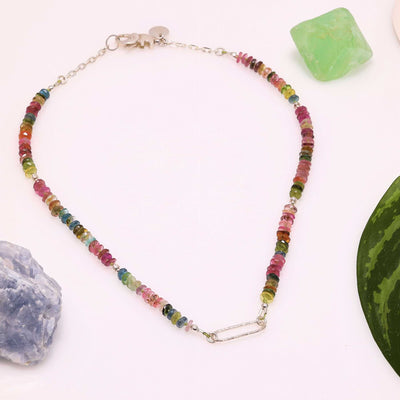 Olivos - Multi Tourmaline Bar Necklace main image | Breathe Autumn Rain Artisan Jewelry