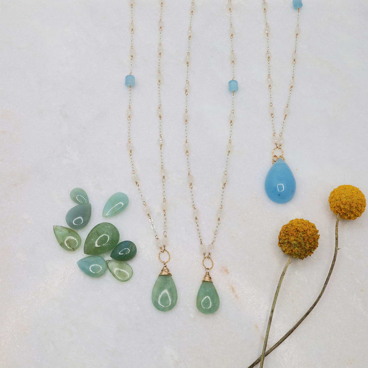 On A Clear Day - Aquamarine and Moonstone Necklace - alt image | Breathe Autumn Rain Artisan Jewelry