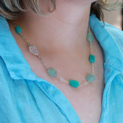 On Vacation - Chunky Aquamarine, Amazonite and Moonstone Necklace life style alt image | Breathe Autumn Rain Artisan Jewelry