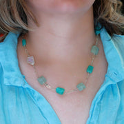 On Vacation - Chunky Aquamarine, Amazonite and Moonstone Necklace life style main image | Breathe Autumn Rain Artisan Jewelry