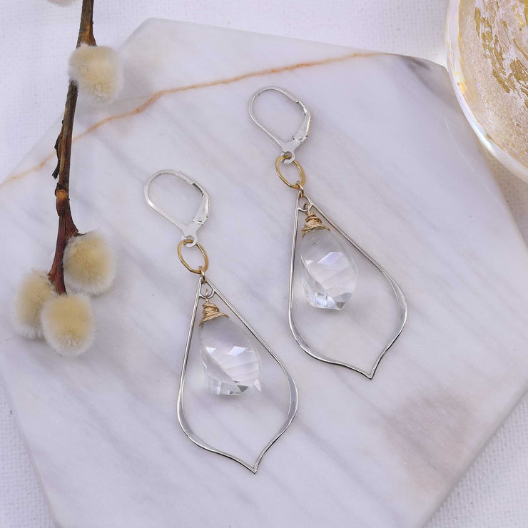 Oxygen - Crystal Quartz Drop Earrings main image | Breathe Autumn Artisan Jewelry
