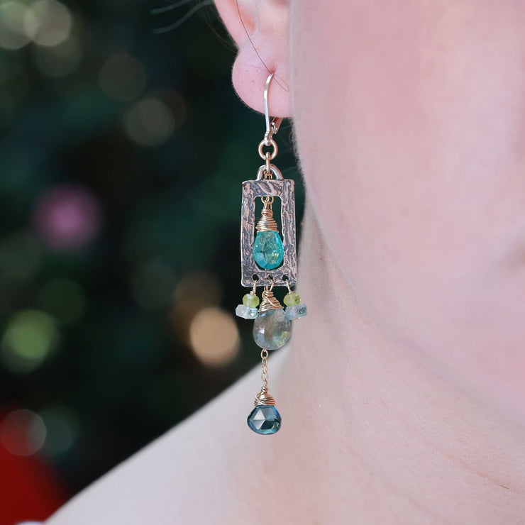 Pacific - Multi-Gemstone Silver Earrings life style image | Breathe Autumn Rain Artisan Jewelry