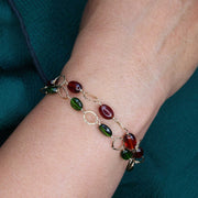 Palm Leaf - Chrome Diopside Gold Bracelet life style stacking sample image | Breathe Autumn Rain Artisan Jewelry